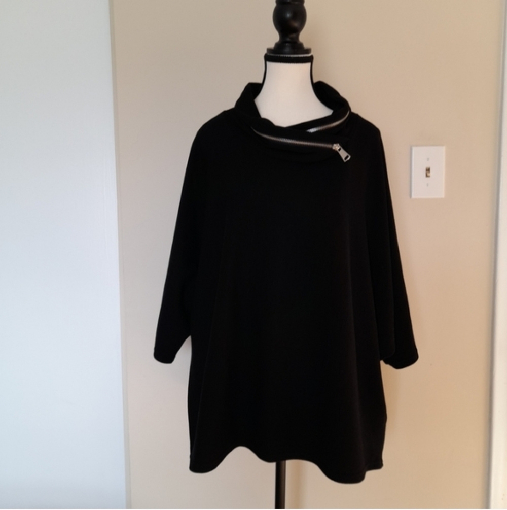 Joseph Ribkoff Black Cowl Neck Sweater with Zipper Accent Size 8 - Picture 1 of 6